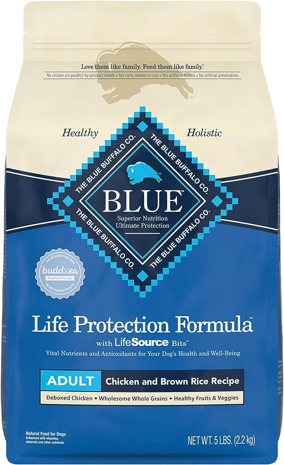 Blue Buffalo Life Protection Formula Natural Adult Dry Dog Food, Chicken and Brown Rice 5-lb Trial Size Bag