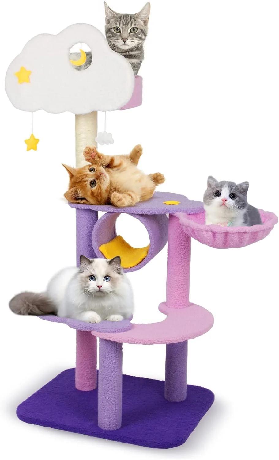 Cute Cat Tree, Multi-Level Purple Cat Trees: A Whimsical Haven for Your Feline Friend