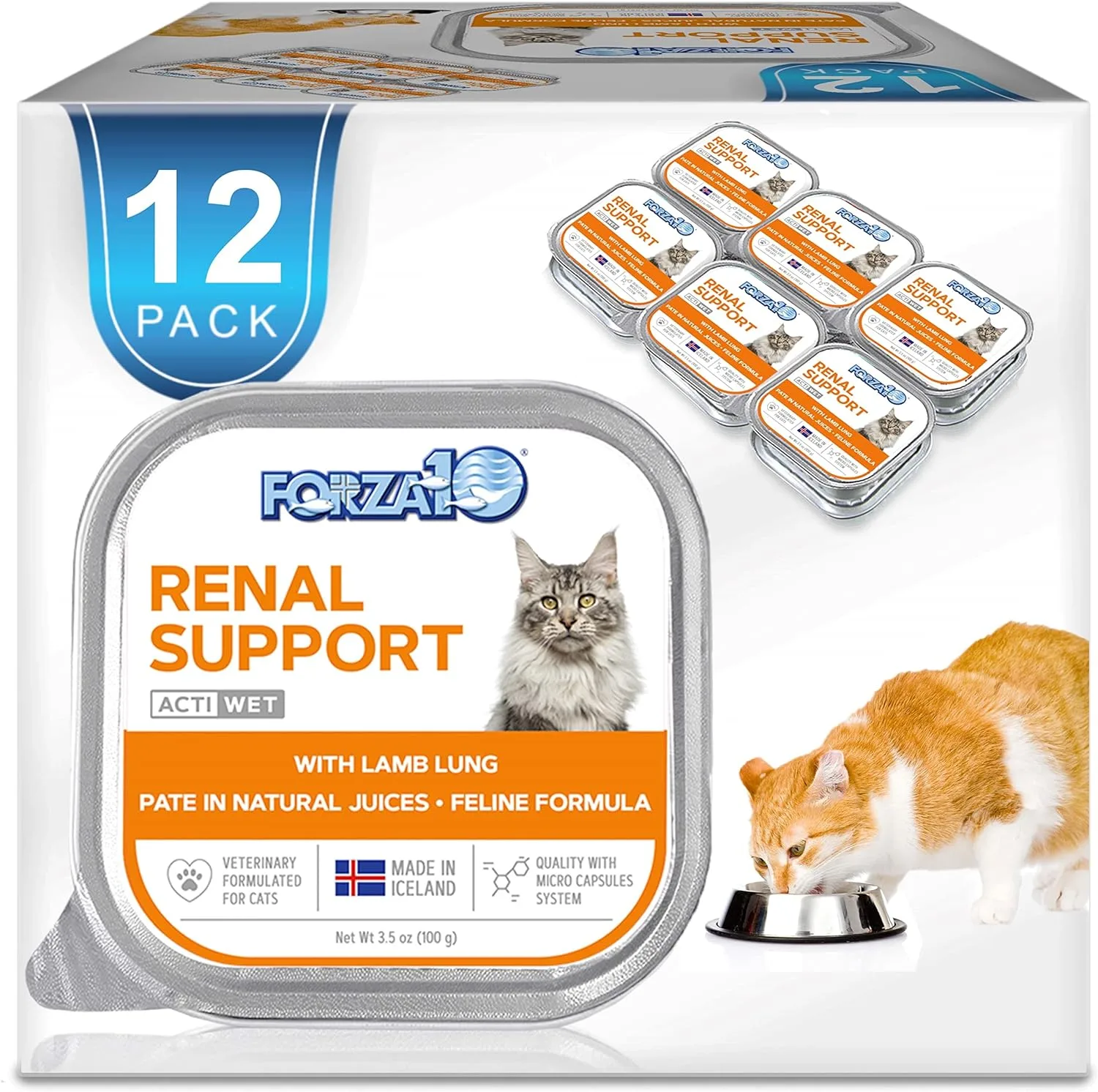 Forza10 Wet Renal Care Cat Food with Lamb, 3.5 Ounce Can Kidney Support and Renal Health, 12 Pack