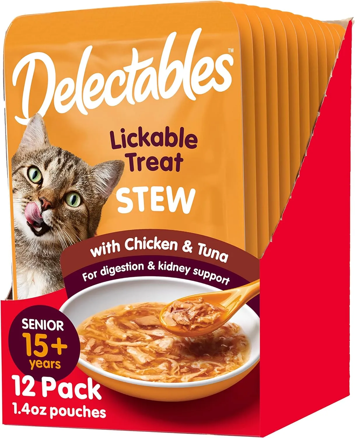 Hartz Delectables Stew Senior Lickable Wet Cat Treats, Multiple Flavors 1.4 Ounce (Pack of 12)