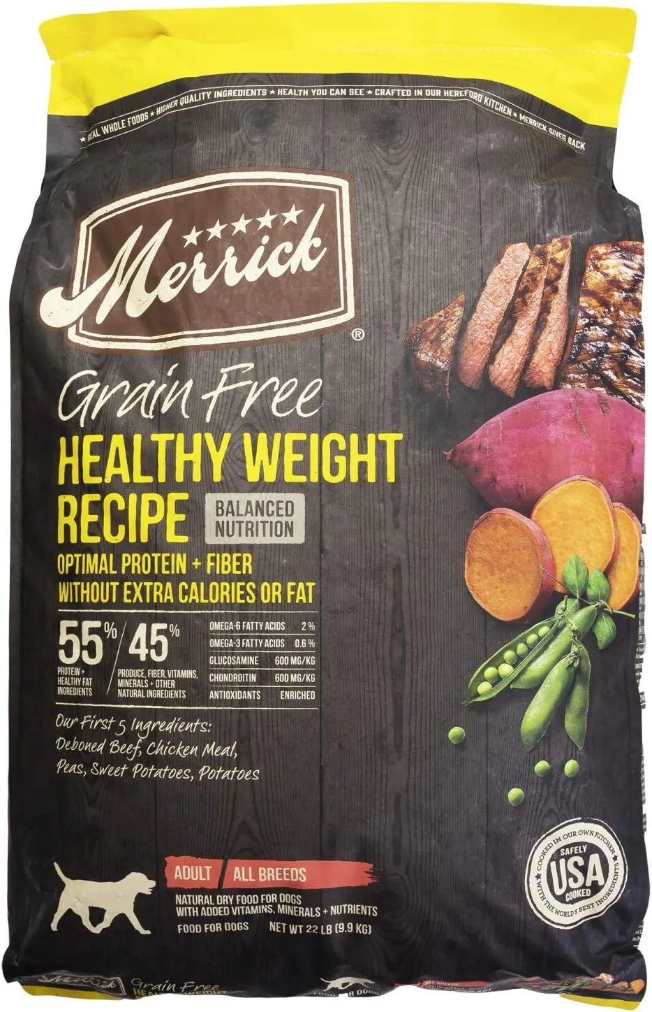 Merrick Premium Grain Free Dry Dog Food Weight Management Dog Food, Wholesome and Natural Kibble, Healthy Weight Recipe - 22.0 lb. Bag