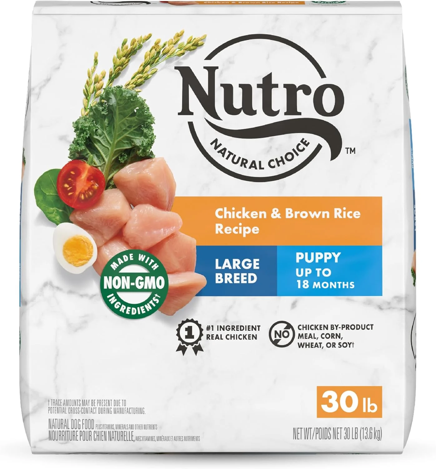 NUTRO NATURAL CHOICE Large Breed Puppy Dry Dog Food, Chicken & Brown Rice Recipe Dog Kibble, 30 lb. Bag