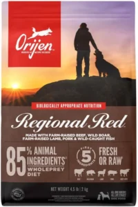 ORIJEN REGIONAL RED Dry Dog Food, Grain Free and Poultry Free Dog Food, Fresh or Raw Ingredients, 4.5lb