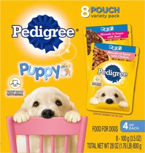 PEDIGREE PUPPY Soft Wet Dog Food 8-Count Variety Pack, 3.5 Oz Pouches, Pack of 2 (16 Total Count)