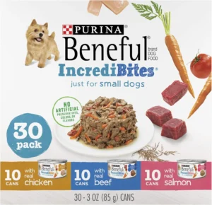 Purina Beneful Small Breed Wet Dog Food Variety Pack, IncrediBites With Real Beef, Chicken or Salmon - (30) 3 Oz. Cans