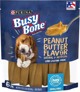 Purina Busy Bone Made in USA Facilities, Long Lasting Small/Medium Breed Adult Dog Chews, Peanut Butter Flavor - (4) 6 ct. Pouches
