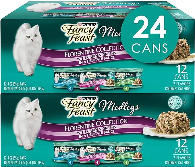 Purina Fancy Feast Wet Cat Food Medleys Florentine Wet Cat Food Variety Pack, 12 Count (Pack of 2)