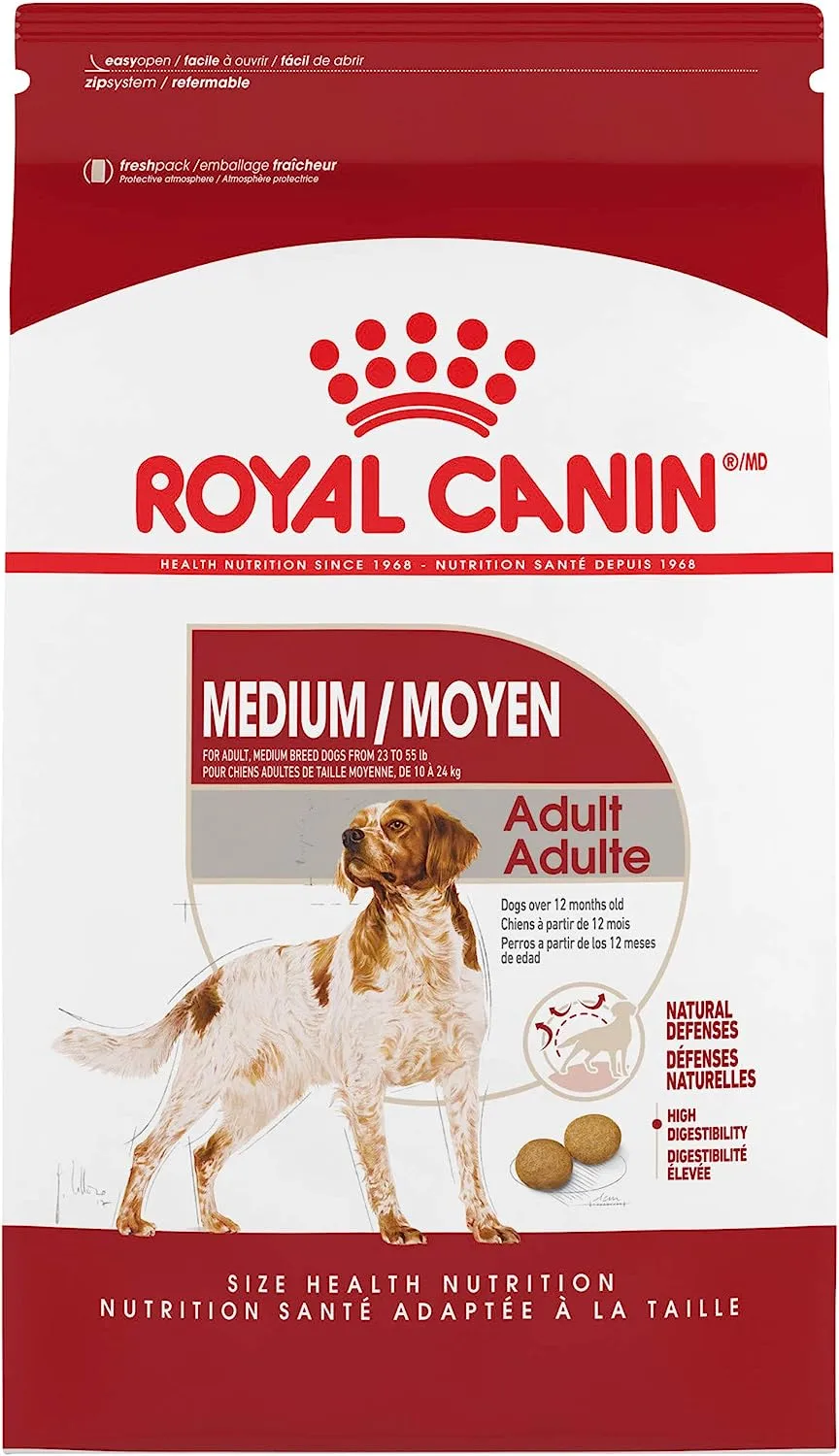 Royal Canin Medium Breed Adult Dry Dog Food, 30 lb bag
