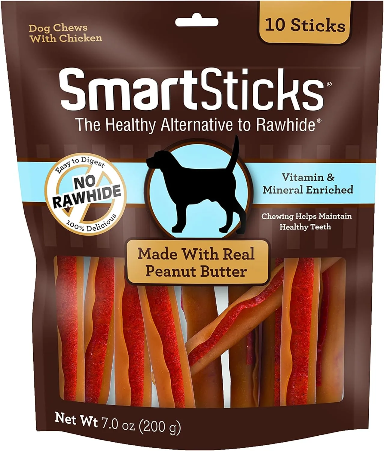 SmartBones SmartSticks, Treat Your Dog to a Rawhide-Free Chew Made With Real Meat and Vegetables 10 Count (Pack of 1)