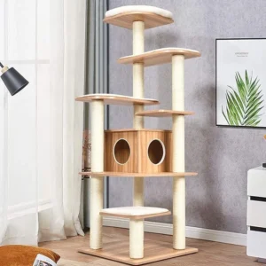 Tangkula Modern Wood Cat Tree