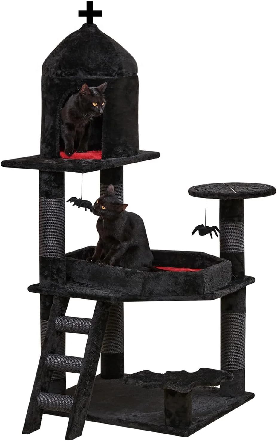Unveiling the YARUOMY Gothic Cat Tree with Coffin Bed – a stunning and spooky cat haven.