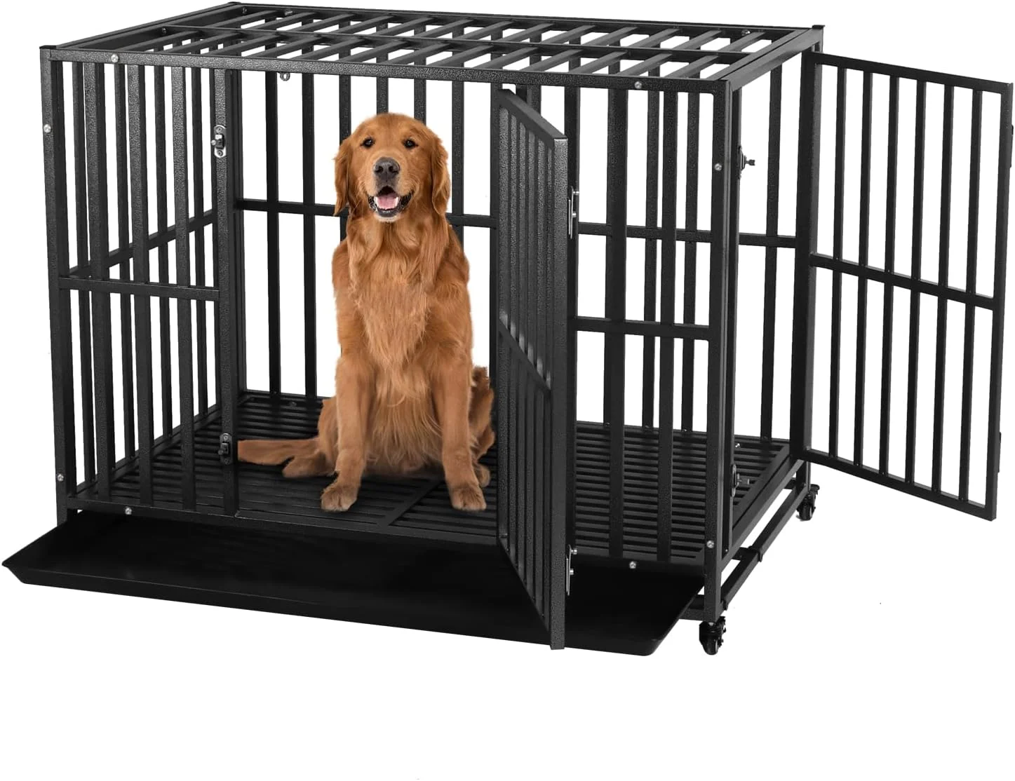 LUCKUP Heavy Duty Dog Crate-38 inch Large Metal Dog Cage: A Secure Haven for Your Furry Friend
