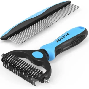 Pet Grooming Brush and Metal Comb Combo: The Ultimate Dematting and Deshedding Solution for Your Furry Friends
