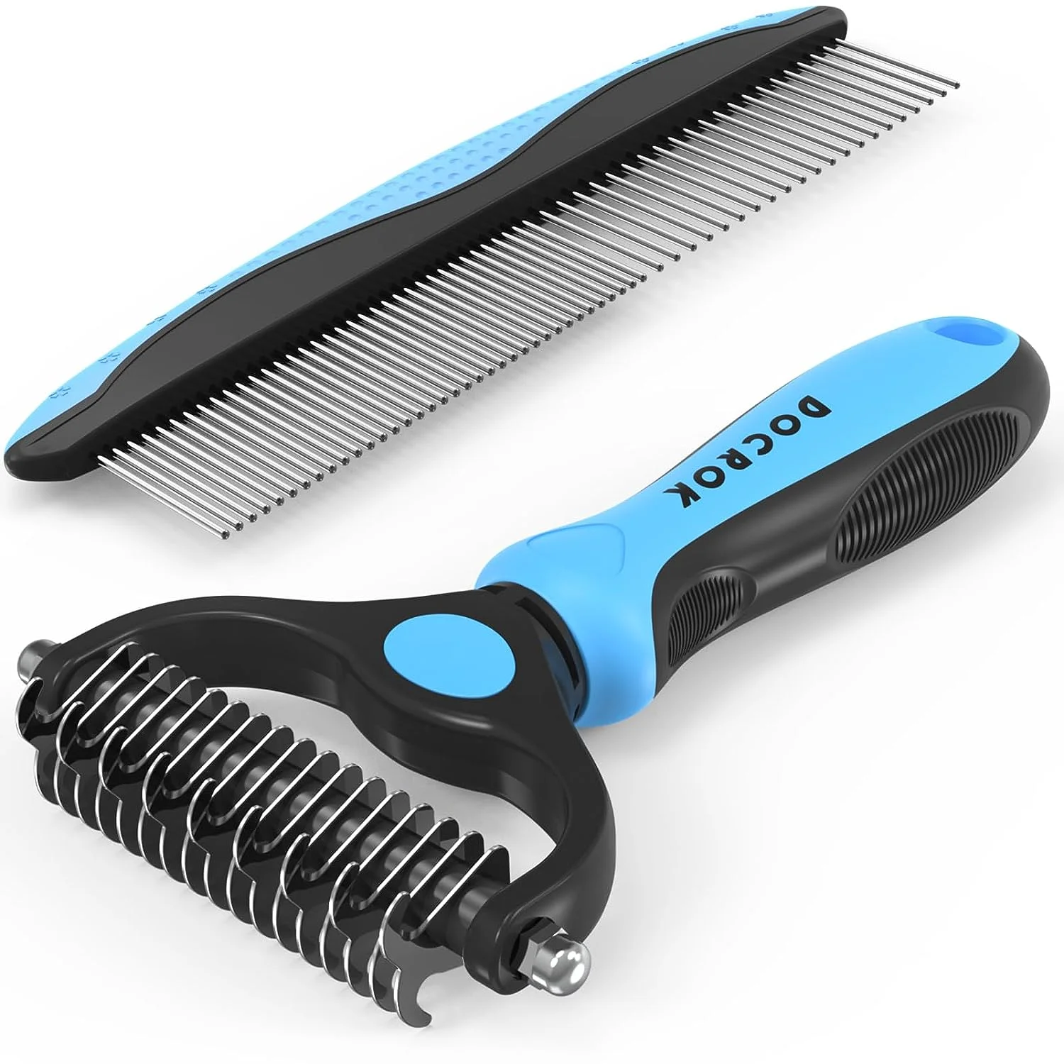 Pet Grooming Brush and Metal Comb Combo: The Ultimate Dematting and Deshedding Solution for Your Furry Friends