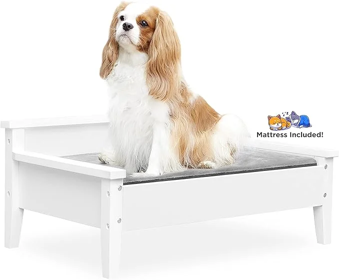 TailZzz Wooden Dog Bed with Water-Resistant Mattress